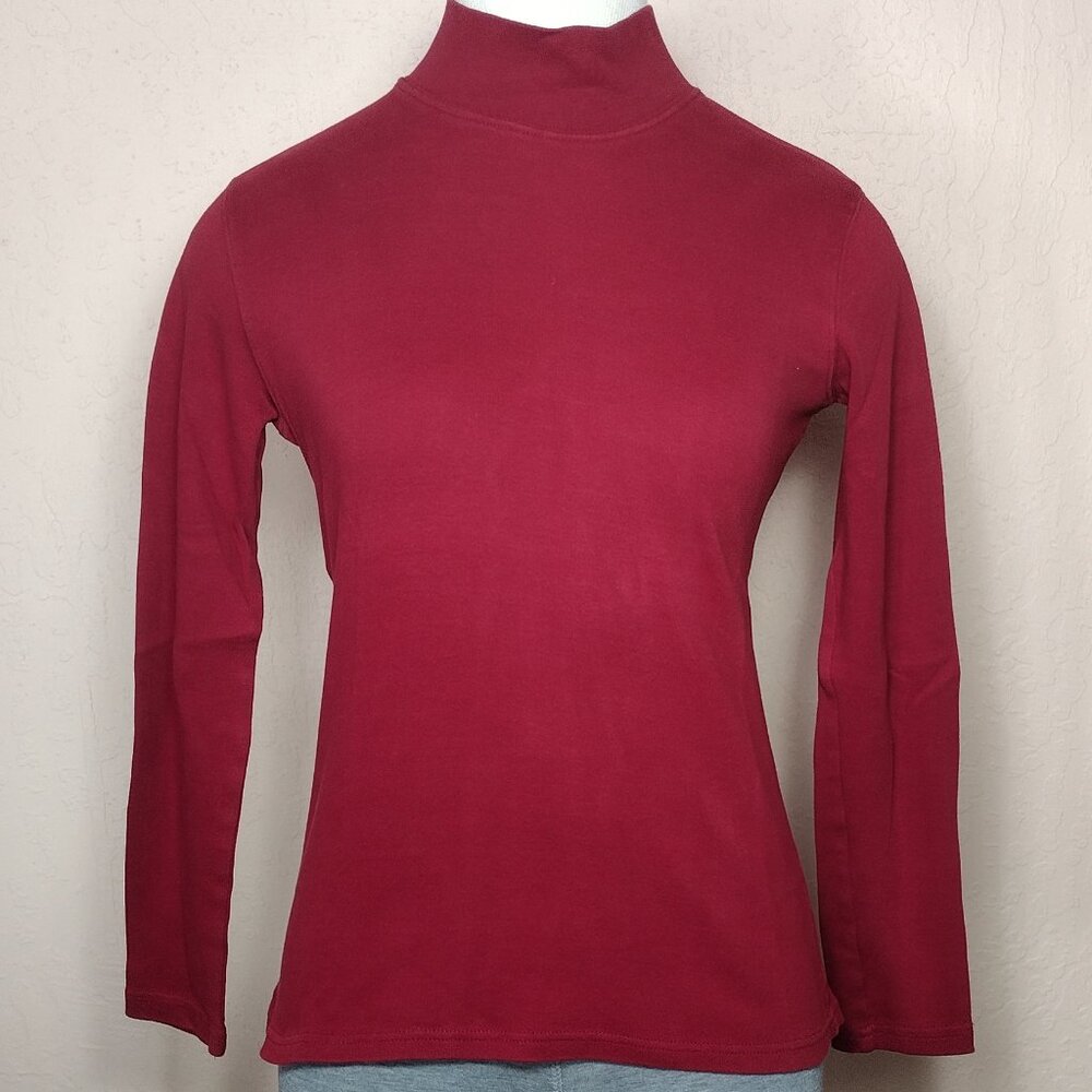 Karen Scott Womens Mock Neck Long Sleeve T-Shirt - Picture 1 of 10